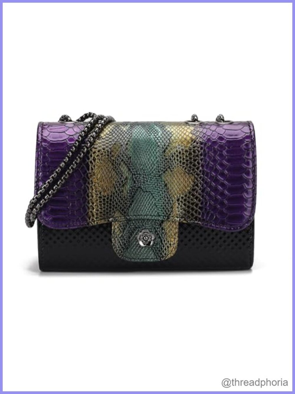 Python Scale Pattern PU Leather Shoulder Bag Sling Purse - Picture 1 of 6